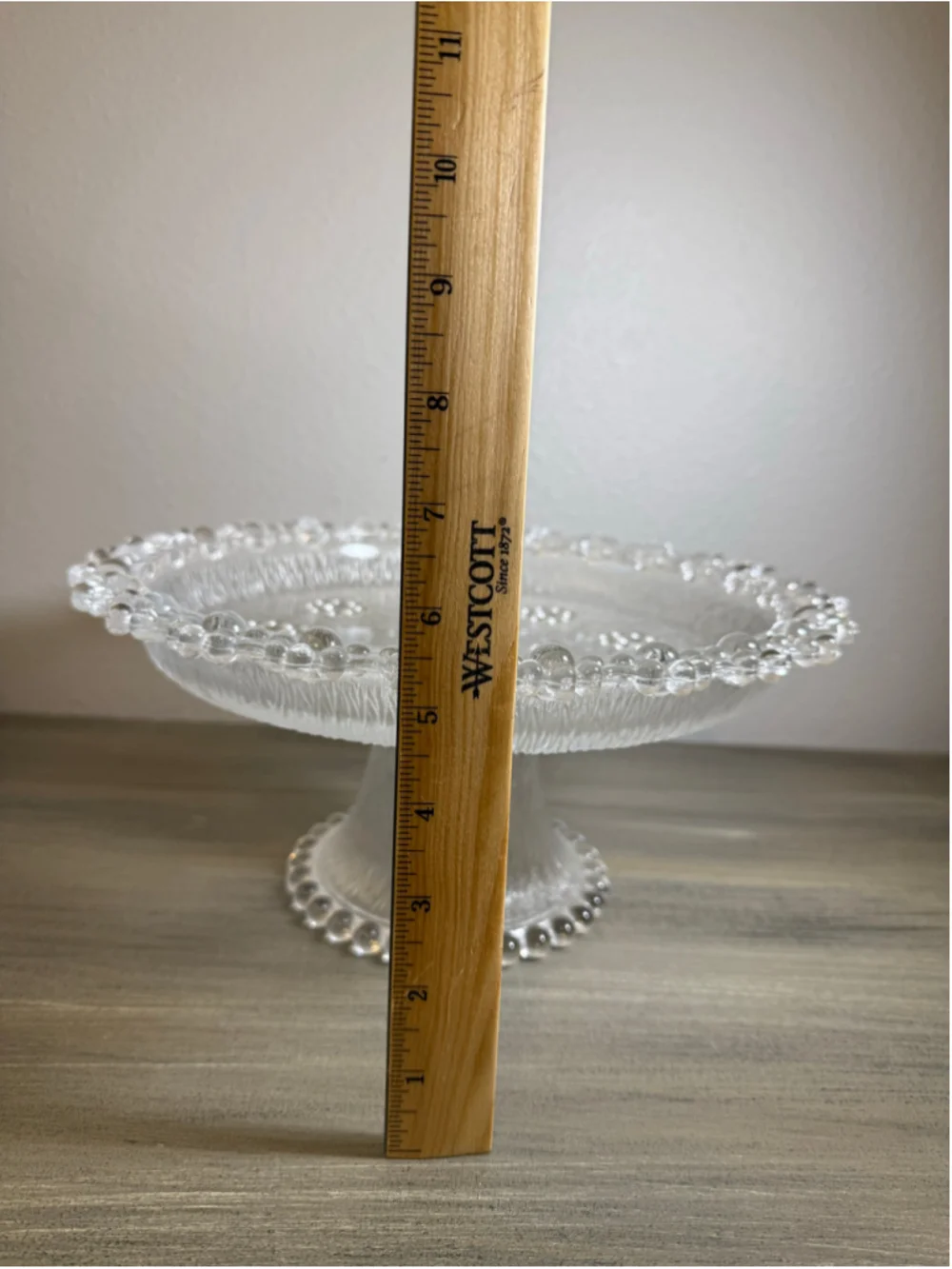 Vintage Masserini Barocco Attributed Clear Glass Pedestal Cake Stand 11.5